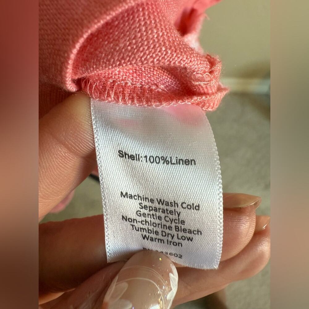 Sail to Sable Linen Sleeveless Tunic Sundress in Pink and White Women’s Small - Picture 6 of 7